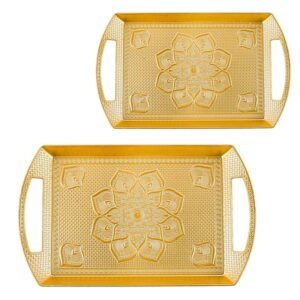 lot de plateaux rectangulaires en plastique dore