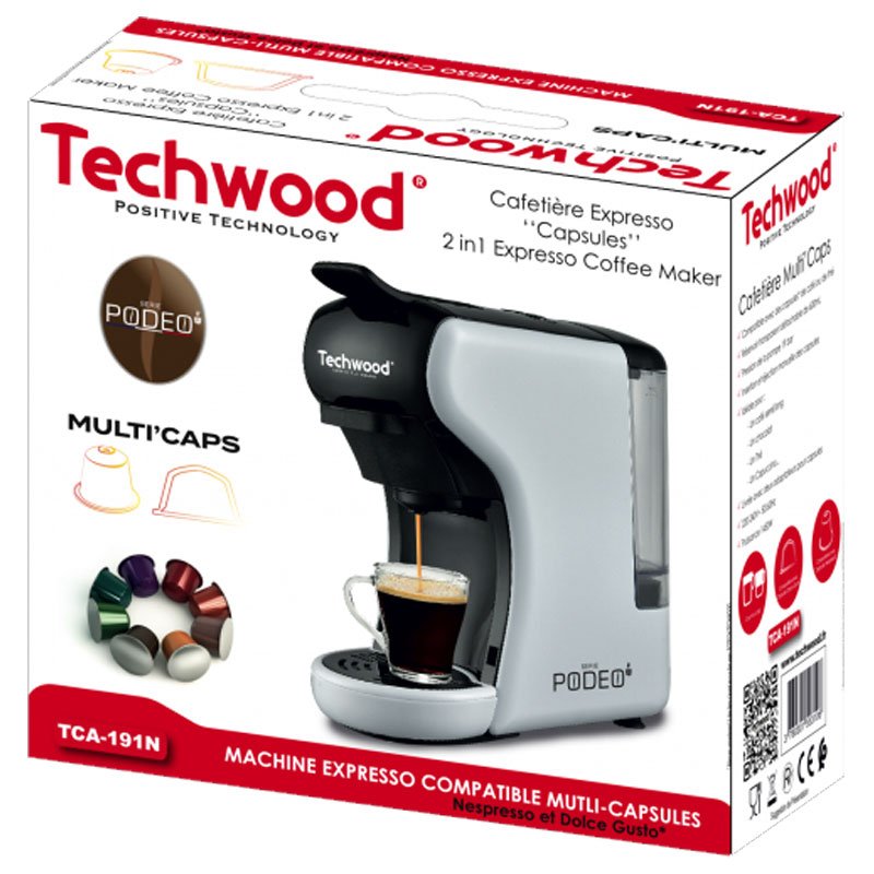Machine à Café Expresso TECHWOOD Multi-Capsules 1450W - Blanc 3 machine caf expresso techwood tca n w blanc
