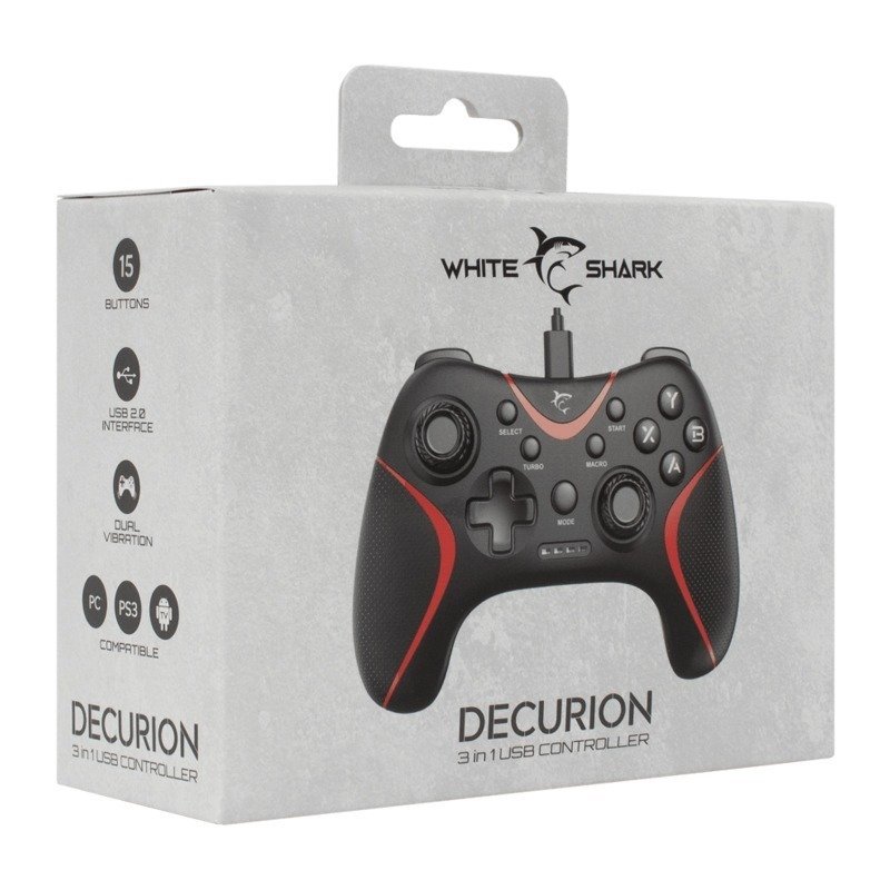 Manette de Jeu 3en1 WHITE SHARK DECURION GP-2038 - Noir et Rouge 5 manette de jeu en white shark decurion gp noir et rouge