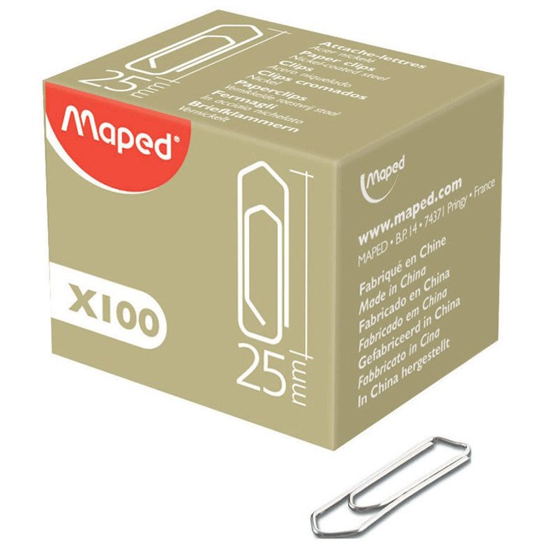 Boîte De 100 Trombones MAPED 25 mm 2 maped