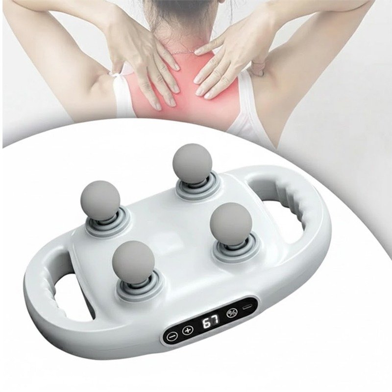 Massage Gun Multifonction à 4 Têtes - Blanc 2 massage gun multifonction a tetes blanc