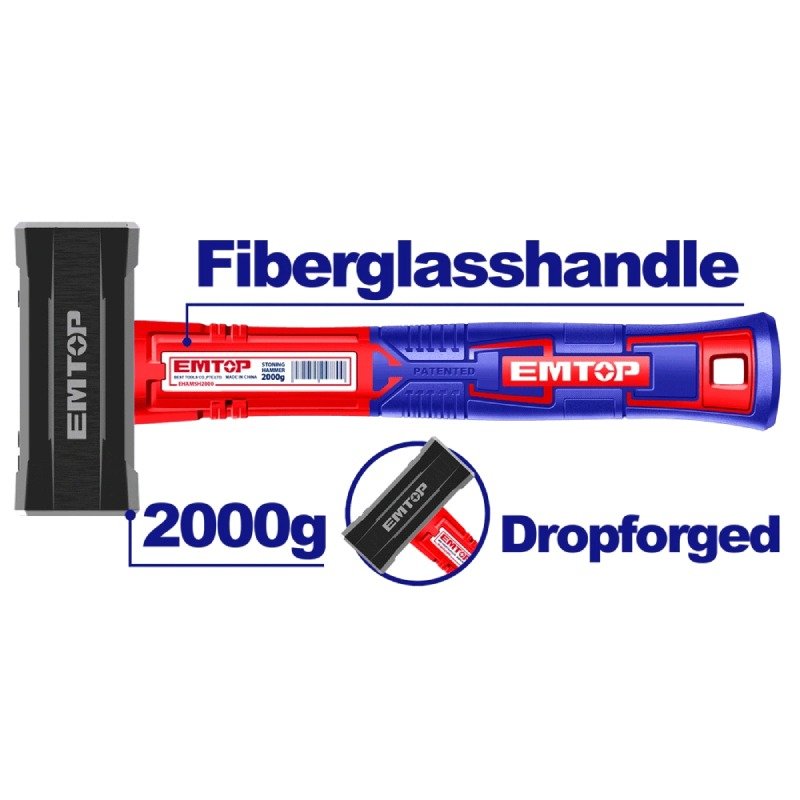 Masse Carrée EMTOP EHAMSH2000 Manche Fibre 2000G 1 masse carree emtop ehamsh manche fibre g
