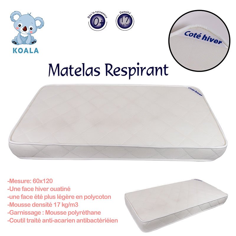Matelas Respirant KOALA 120 x 60 cm 2 matelas respirant koala x cm a