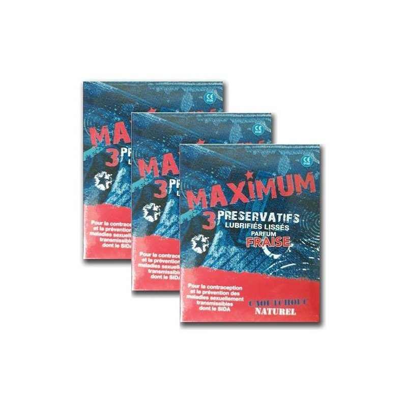 MAXIMUM PRESERVATIF PARFUM FRAISE BT/3 1 maximum preservatif parfum fraise bt