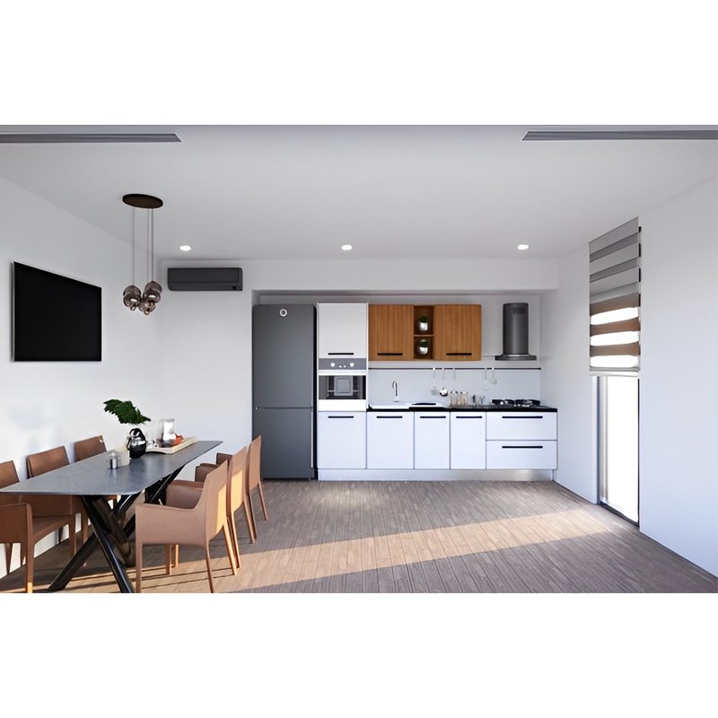 Meuble De Cuisine LOFT 7 Éléments Avec Plan De Travail - Blanc/Chéne 2 meuble de cuisine loft l ments avec plan de travail blanc ch ne