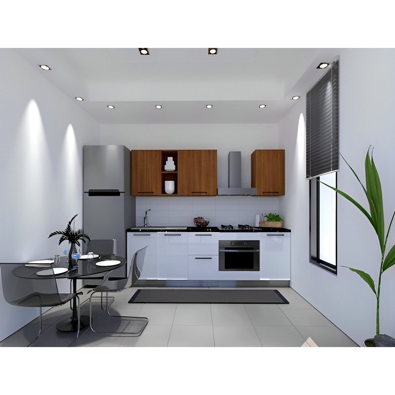 Meuble De Cuisine VEGA 8 Éléments Avec Plan De Travail - Blanc/Chéne 2 meuble de cuisine vega l ments avec plan de travail blanc ch ne