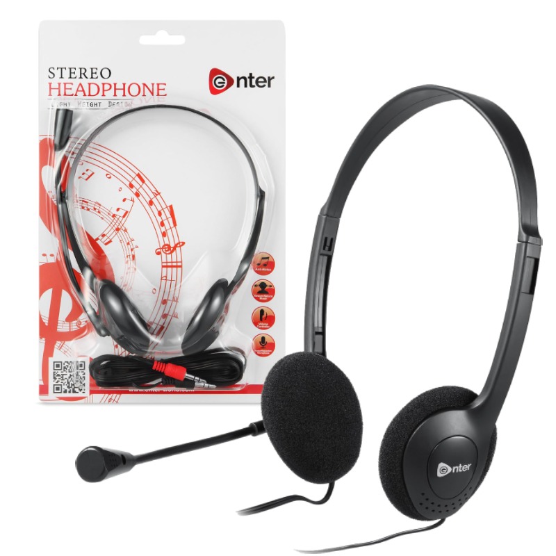 Micro Casque Filaire ENTER EH-02A - Noir 1 micro casque enter eh a noir