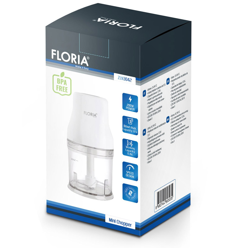 Mini Hachoir FLORIA ZLN3035 200W - Noir 4 mini hachoir floria zln w blanc