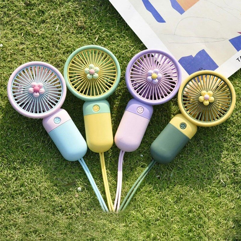 Mini Ventilateur à Main Rechargeable Support Fleur - Vert 3 mini ventilateur portable usb w silencieux rose