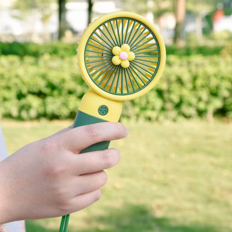Mini Ventilateur à Main Rechargeable Support Fleur - Vert 2 mini ventilateur portable usb w silencieux vert fonc e