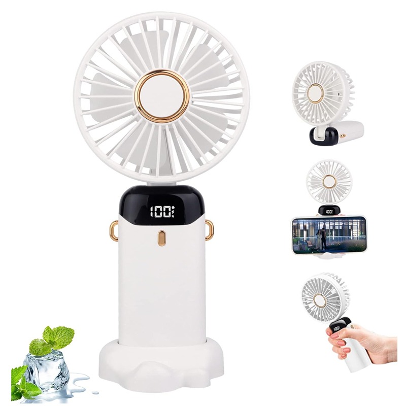 Mini Ventilateur Portatif Rechargeable LED - Blanc 1 mini ventilateur portatif rechargeable led blanc