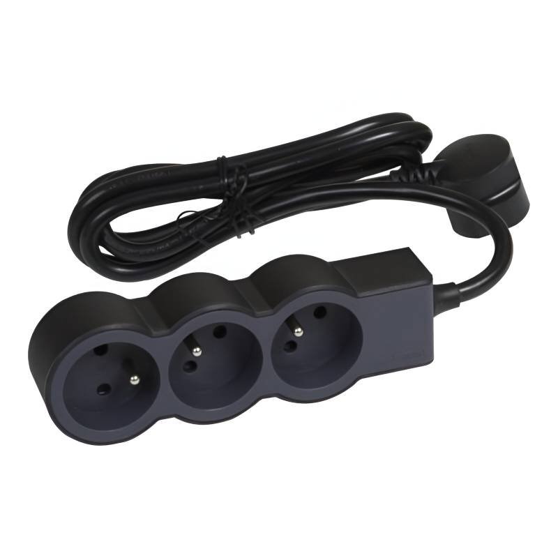 Multiprise LEGRAND 3*2P+T 16A 3M - Noir et Gris foncé 1 multiprise legrand p t a m noir et gris fonce