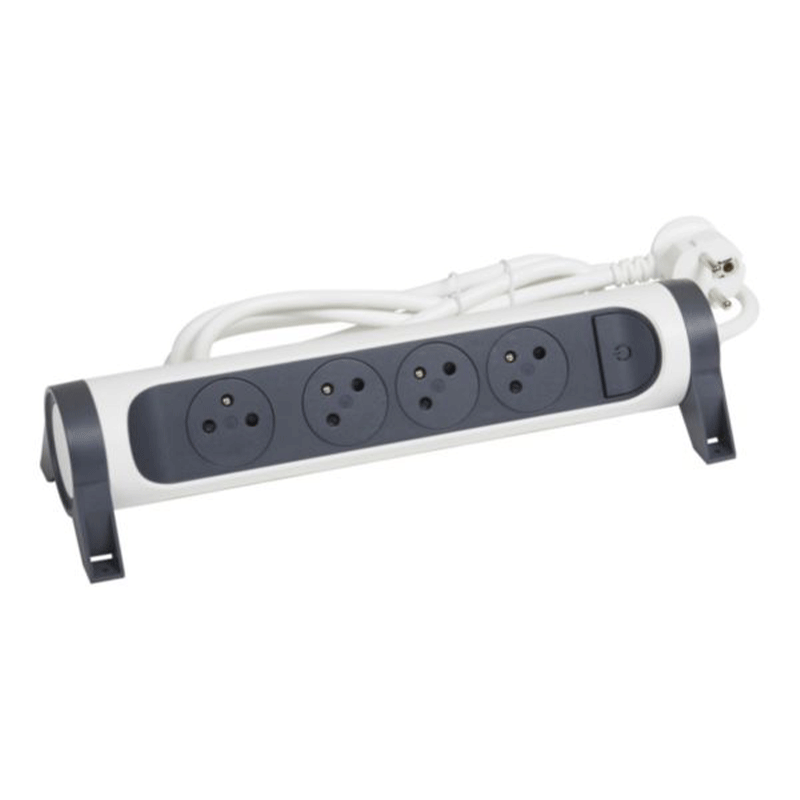 Multiprise LEGRAND 4X2PP+T 3M - Blanc et Gris foncé 1 multiprise legrand xpp t m blanc et gris fonce