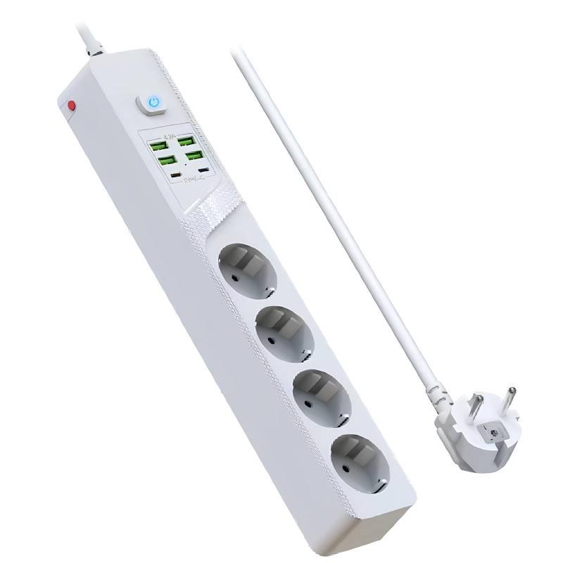 Multiprises 4 prises 2C+ 4USB BKL-03 - Blanc 1 multiprises prises c usb bkl blanc