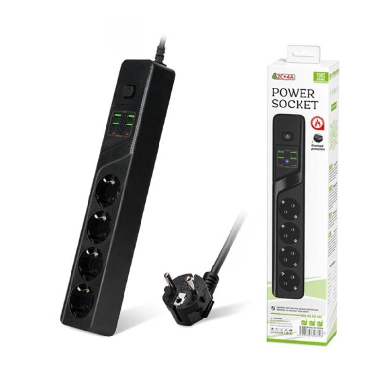 Multiprises 4 prises 2C+ 4USB BKL-03 - Noir 1 multiprises prises c usb bkl noir