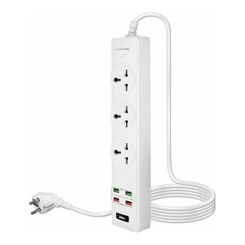 Multiprises INKAX BKL-01 3P + 4USB 250V 10A - Blanc 2 multiprises inkax bkl p usb v a blanc