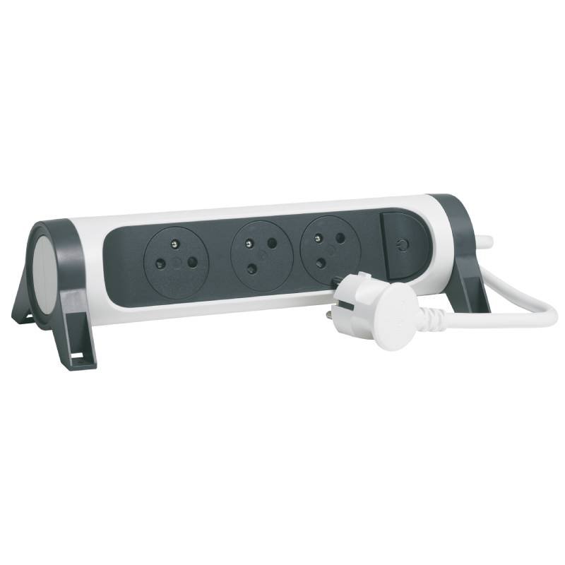 Multiprises LEGRAND 3 Prises 2P+T - Blanc et Gris Foncé 1 multiprises legrand prises p t blanc et gris fonce