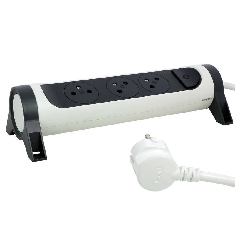 Multiprises LEGRAND 3 Prises 2P+T - Blanc et Gris Foncé 2 multiprises legrand prises p t blanc et gris fonce