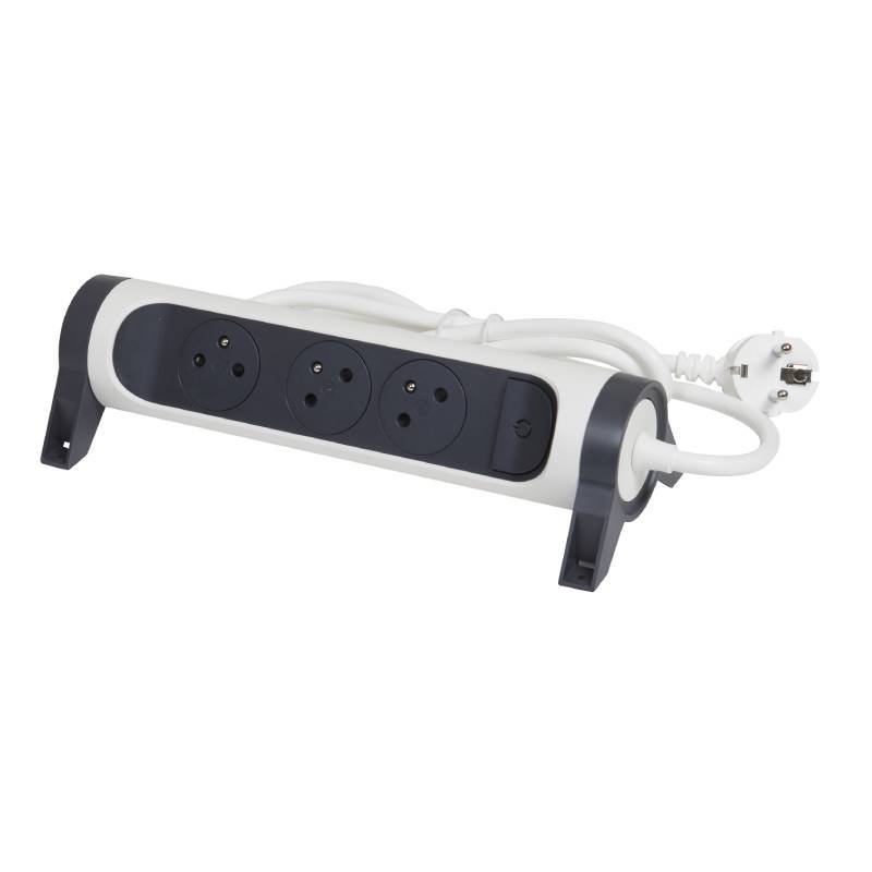 Multiprises LEGRAND 3 Prises 2P+T - Blanc et Gris Foncé 3 multiprises legrand prises p t blanc et gris fonce