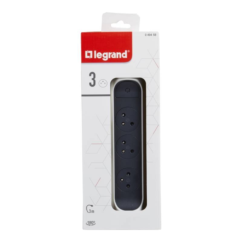 Multiprises LEGRAND 3 Prises 2P+T - Blanc et Gris Foncé 4 multiprises legrand prises p t blanc et gris fonce