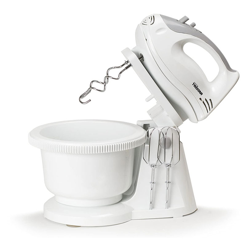 Batteur avec Bol TRISTAR 200W + Turbo - Blanc 1 noir