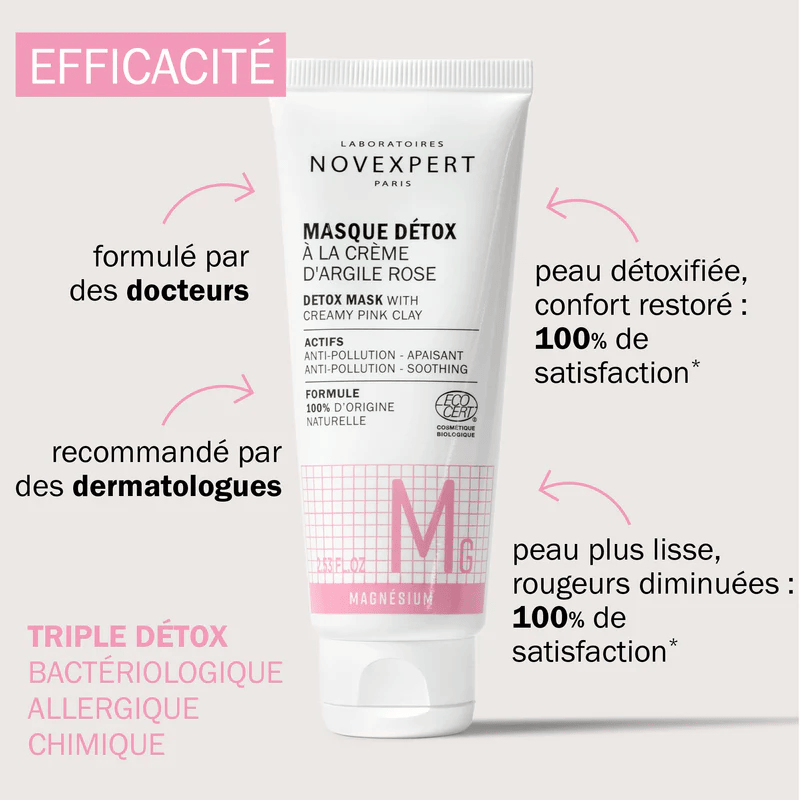 NOVEXPERT MASQUE DETOX A LA CREME D'ARGILE ROSE 75ML 2 novexpert masque detox a la creme d argile rose ml