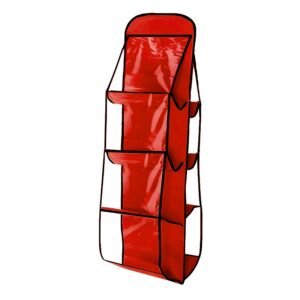 organisateur suspendu double face pour sac a main poches rouge vive