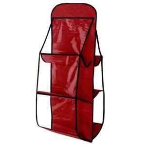 organisateur suspendu double face pour sac a main rouge bordeaux
