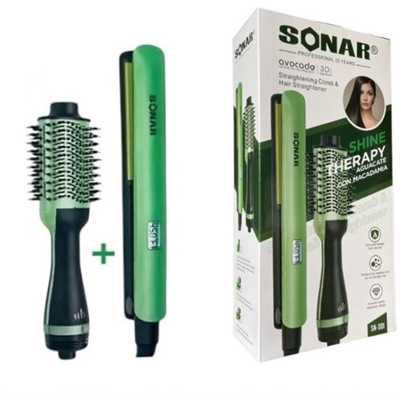Pack Brosse Soufflante & Lisseur SONAR 3D SN-001 - Vert 2 pack brosse soufflante lisseur sonar sn vert