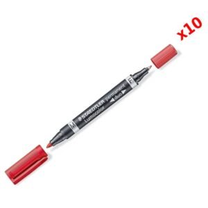 pack de marqueurs permanent double pointe staedtler lumocolor rouge