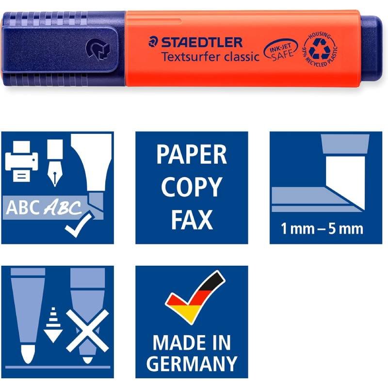 Pack de 10 Surligneurs Staedlter Textsurfer classic 364R - Rouge 3 pack de surligneurs staedlter textsurfer classic r rouge