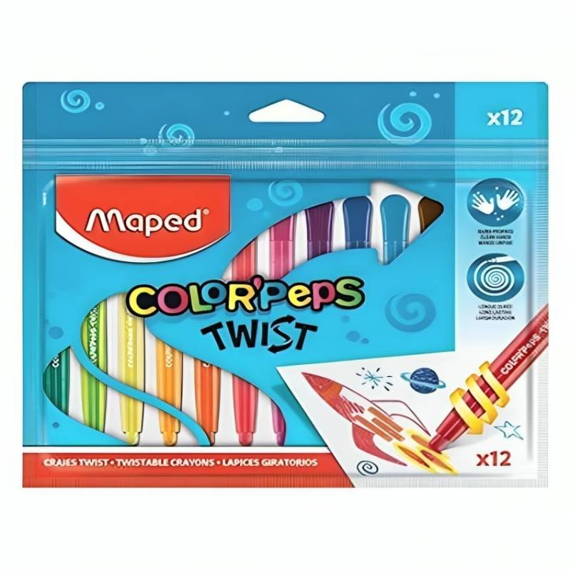 Pack de 12 Crayons De Cire twist MAPED - Couleurs assortis 1 pack de crayons de cire twist maped couleurs assortis