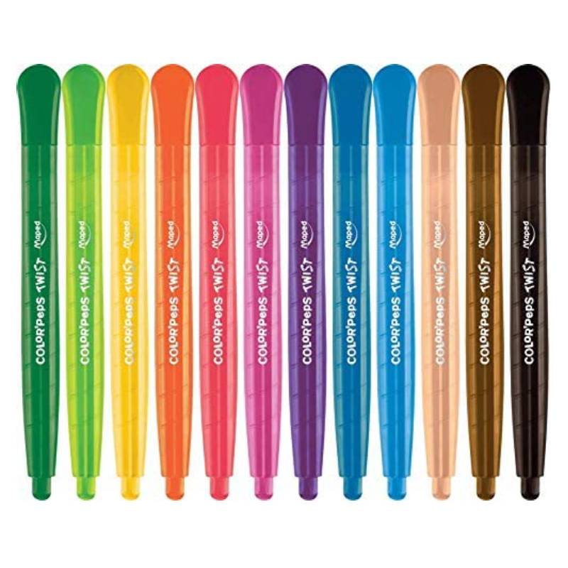 Pack de 12 Crayons De Cire twist MAPED - Couleurs assortis 2 pack de crayons de cire twist maped couleurs assortis