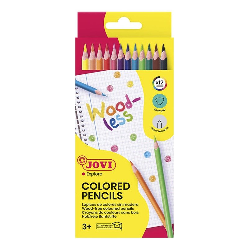 Pack de 12 Crayons de Couleurs JOVI Sans Bois Triangulaire woodless 1 pack de crayons de couleurs jovi sans bois triangulaire woodless