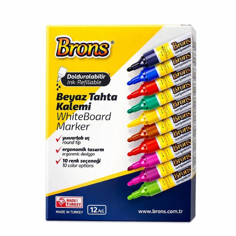 Pack de 12 Marqueurs Tableau BRONS Couleur Vert 1 pack de marqueurs tableau brons couleur vert