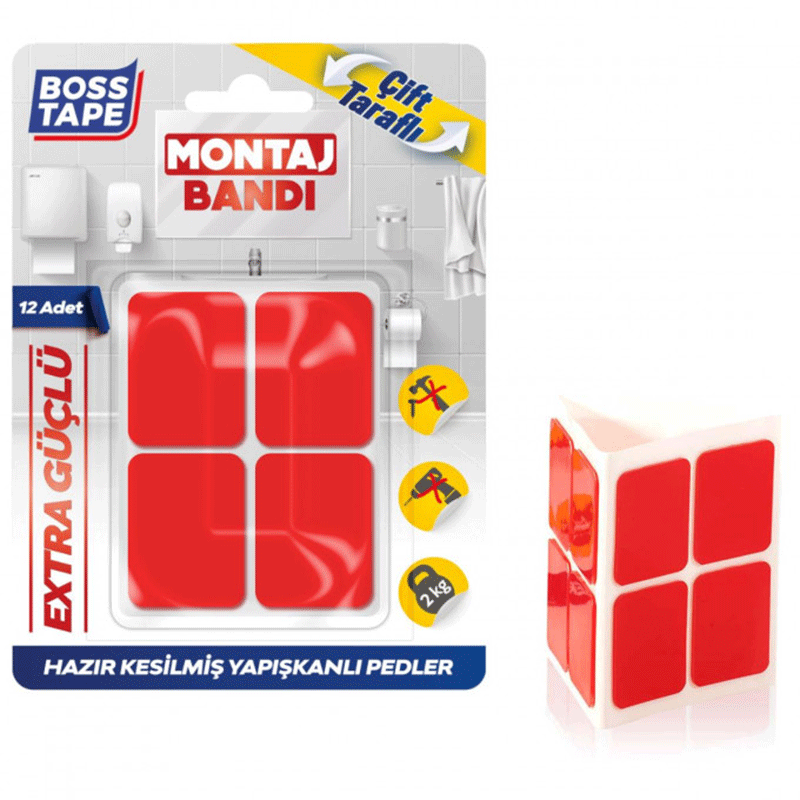 Pack de 12 Rubans de montage BOSS TAPE double face en acrylique 25x30mm 3 pack de rubans de montage boss tape double face en acrylique xmm