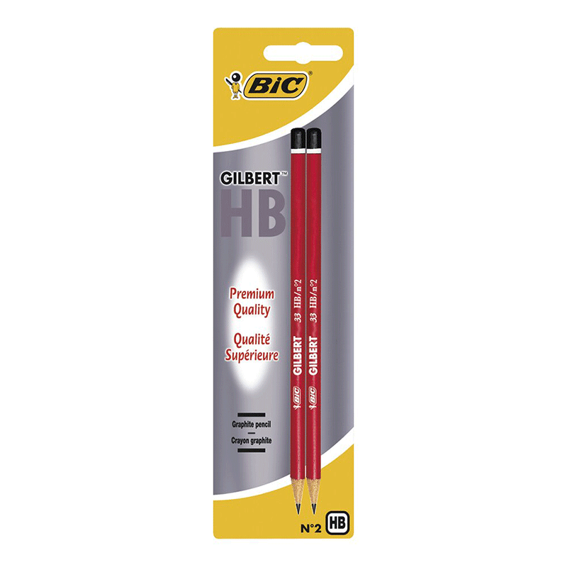 Pack de 2 crayons graphite Bic en bois Gilbert - Noir 1 pack de crayons graphite bic en bois gilbert noir