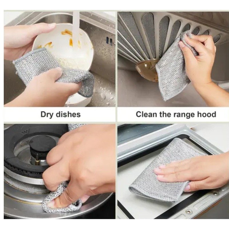 Pack de 20 Chiffons de Nettoyage en Métal Pour Taches Tenaces - Gris 4 pack de chiffons de nettoyage en metal pour taches tenaces gris
