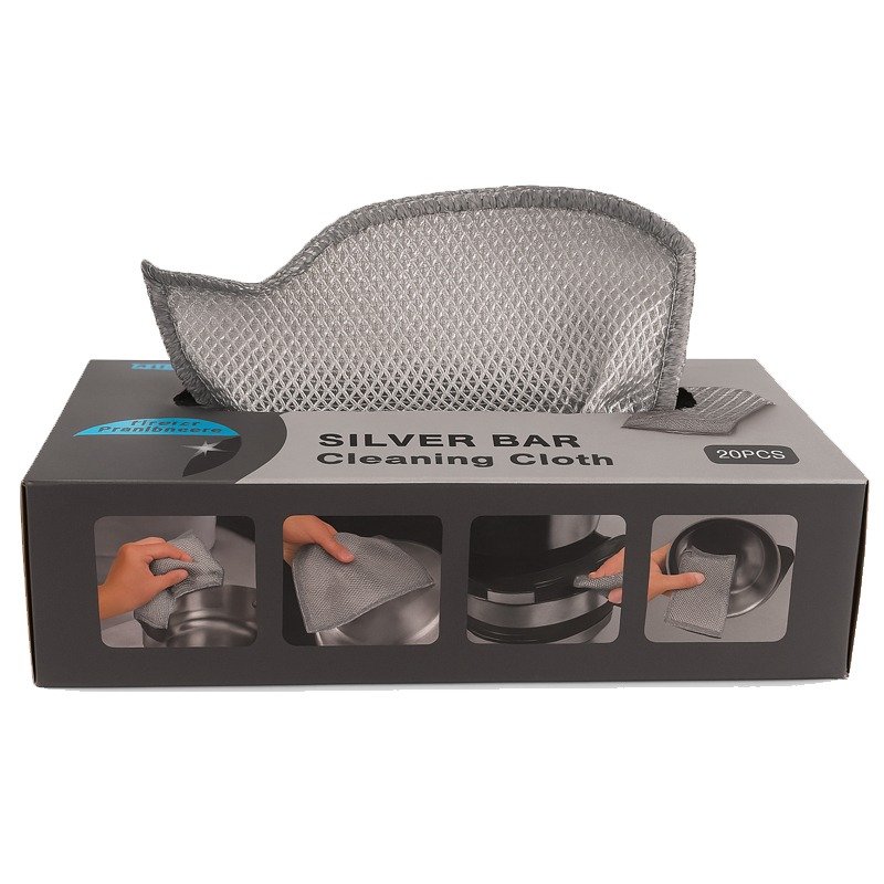 Pack de 20 Chiffons de Nettoyage en Métal Pour Taches Tenaces - Gris 1 pack de chiffons de nettoyage en metal pour taches tenaces gris