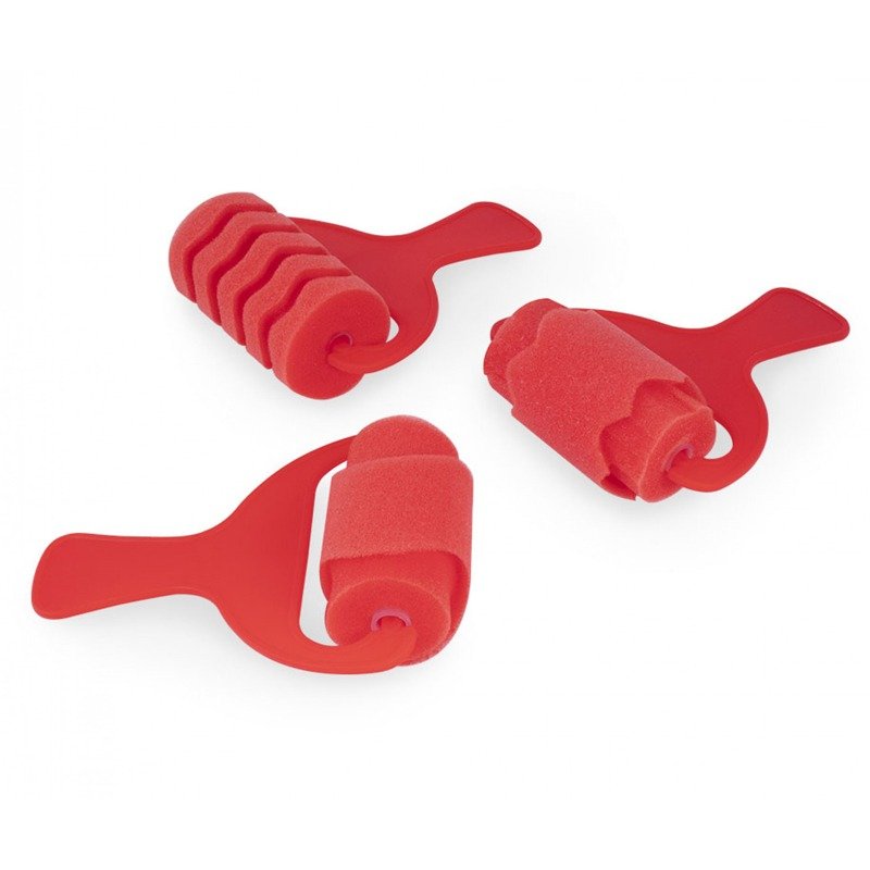 Pack de 3 gros rouleaux de peinture formes diverses JOVI Pour modelage - Rouge 2 pack de gros rouleaux de peinture formes diverses jovi pour modelage rouge