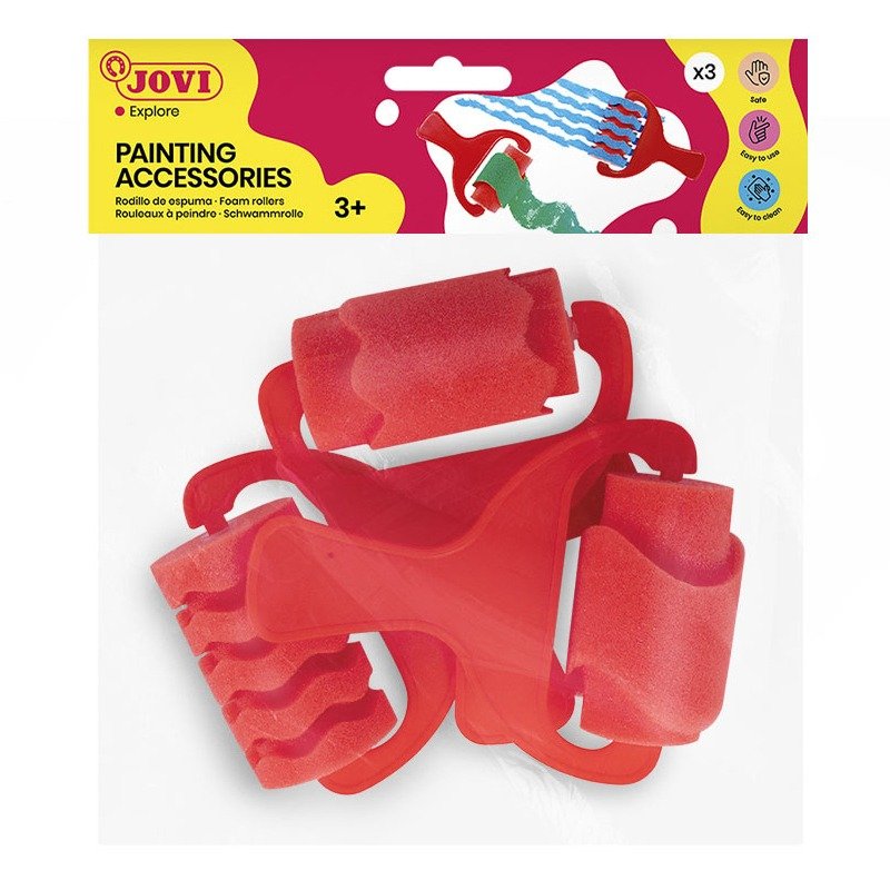 Pack de 3 gros rouleaux de peinture formes diverses JOVI Pour modelage - Rouge 1 pack de gros rouleaux de peinture formes diverses jovi pour modelage rouge