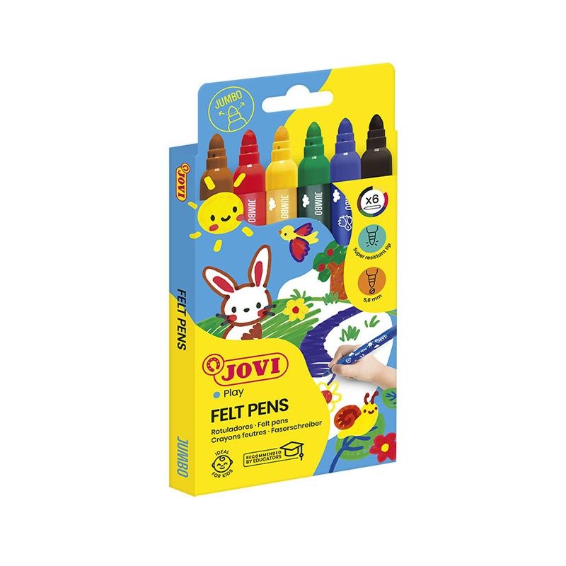 Pack de 6 Feutres JOVI MAXI Lavables 1 pack de feutres jovi maxi lavables