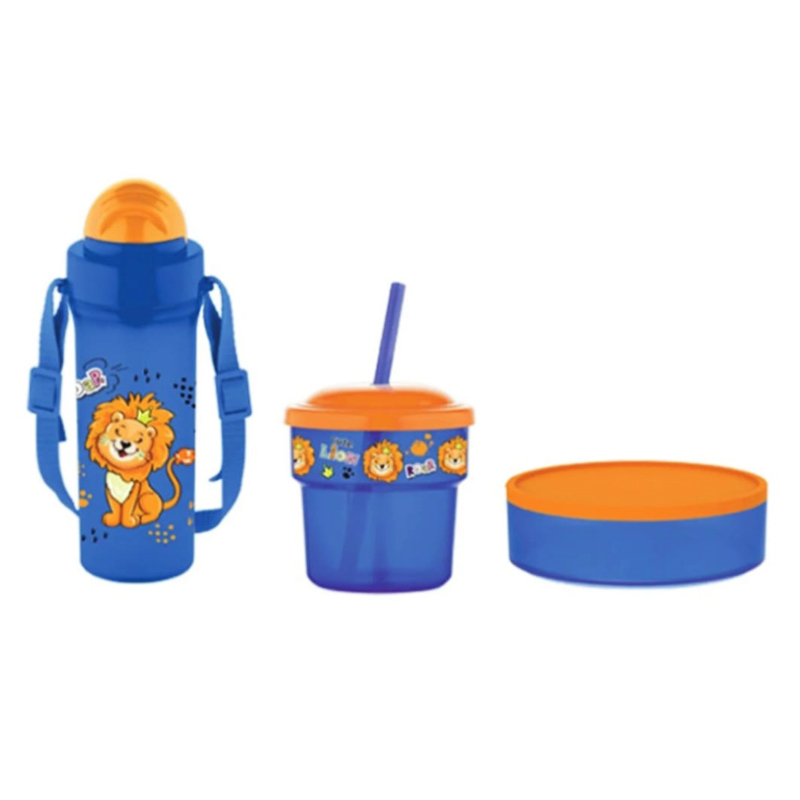 Pack RENGA Bouteille D'eau + Boite A Gouter + Mug Avec Paille Pour Enfant - Bleu 1 pack renga bouteille d eau boite a gouter pour enfant bleu a