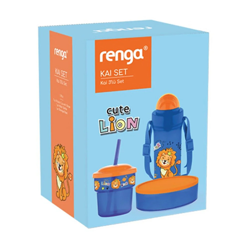Pack RENGA Bouteille D'eau + Boite A Gouter + Mug Avec Paille Pour Enfant - Bleu 2 pack renga bouteille d eau boite a gouter pour enfant bleu b