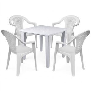 pack table et chaises en plastique blanc