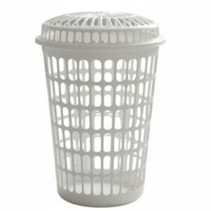 panier a linge plastique avec couvercle blanc