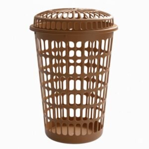 panier a linge plastique avec couvercle marron
