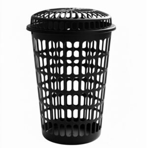 panier a linge plastique avec couvercle noir