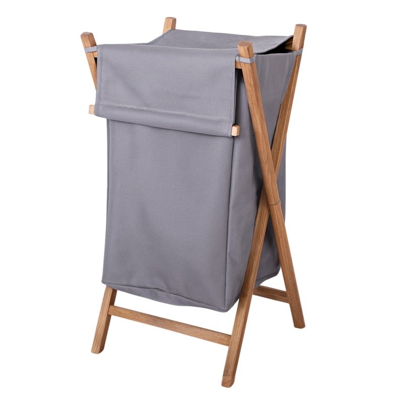 Panier à Linge Pliable en Bois Grand Modèle - Gris 1 panier a linge pliable en bois grand modele gris