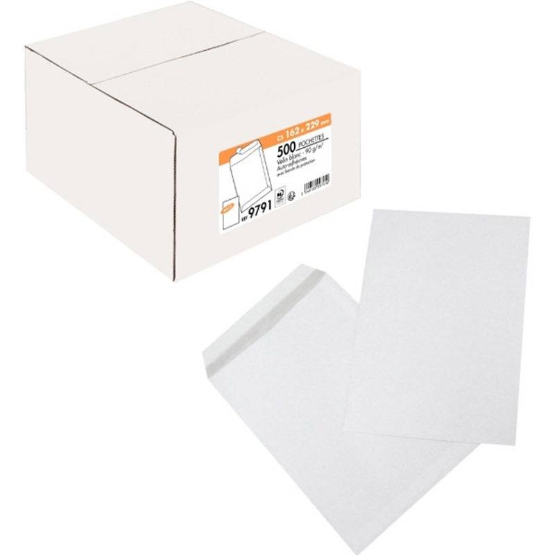 Paquet De 500 Pochettes Blanche LA COURONNE 162X229 Bande Adhésive 90 gr 1 paquet de pochettes blanche la couronne x bande adhesive gr